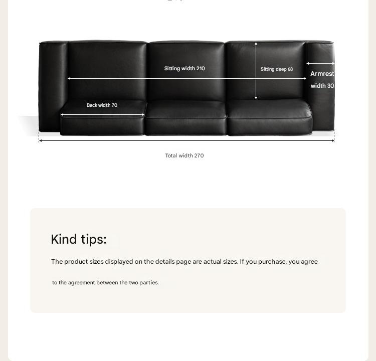 Genuine Leather Modern Minimalist Sofa