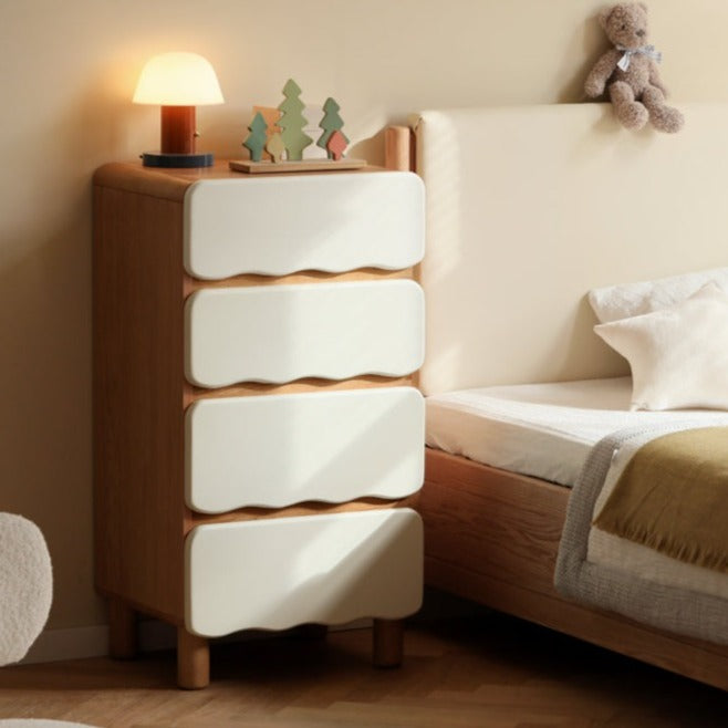 Oak Solid Wood Children's Narrow Cabinet High Drawer Storage