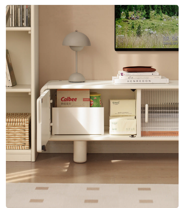 Poplar Solid Wood Storage White TV Cabinet.