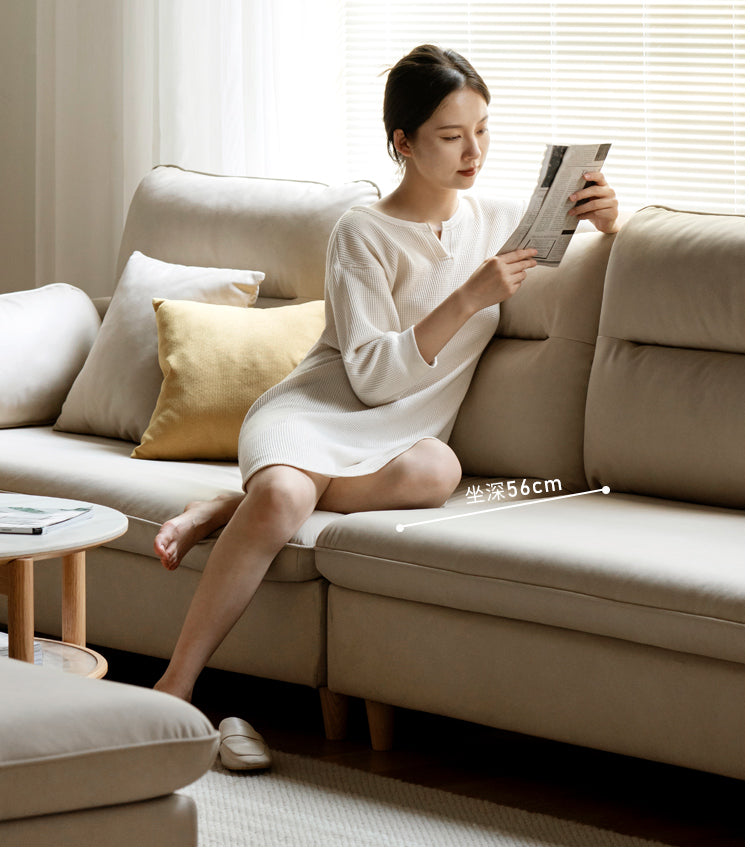 Ash Solid Wood Technology Fabric Corner Sofa.