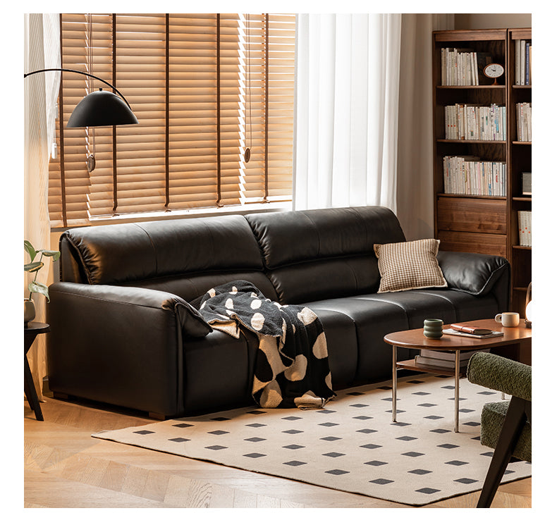 Leather First Layer Yellow Cowhide Piano Key Leather Sofa,