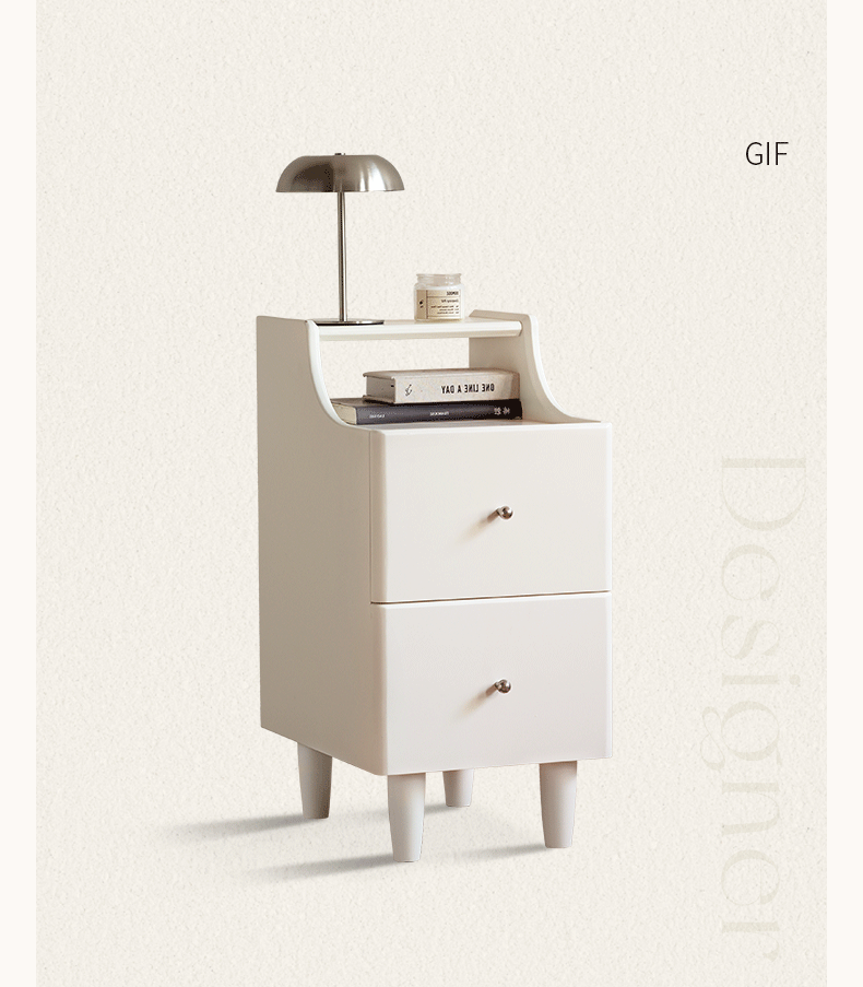 Solid Rubberwood Cream Style Nightstand