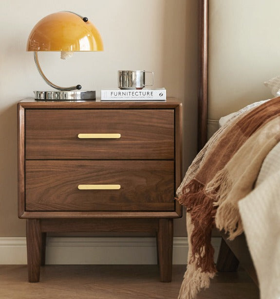 Black Walnut Solid Wood Nightstand.