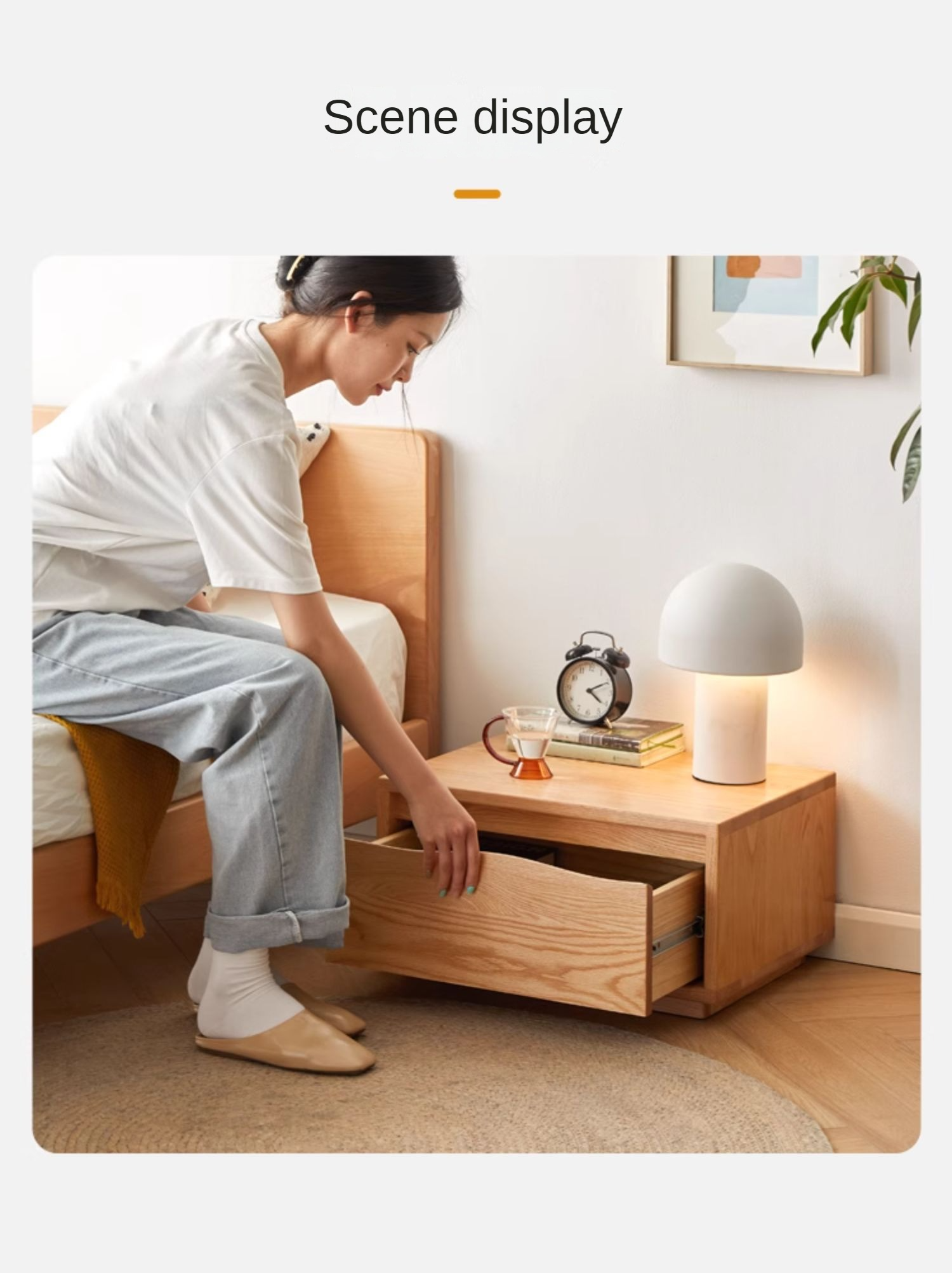 Oak Solid Wood Floor Standing Nightstand<