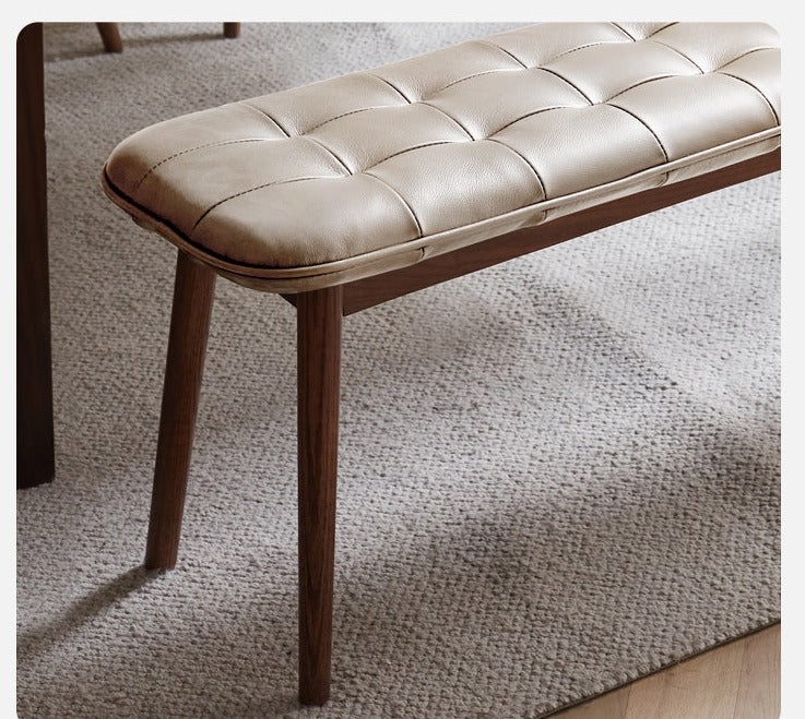 Oak Solid Wood Genuine Leather Bench
