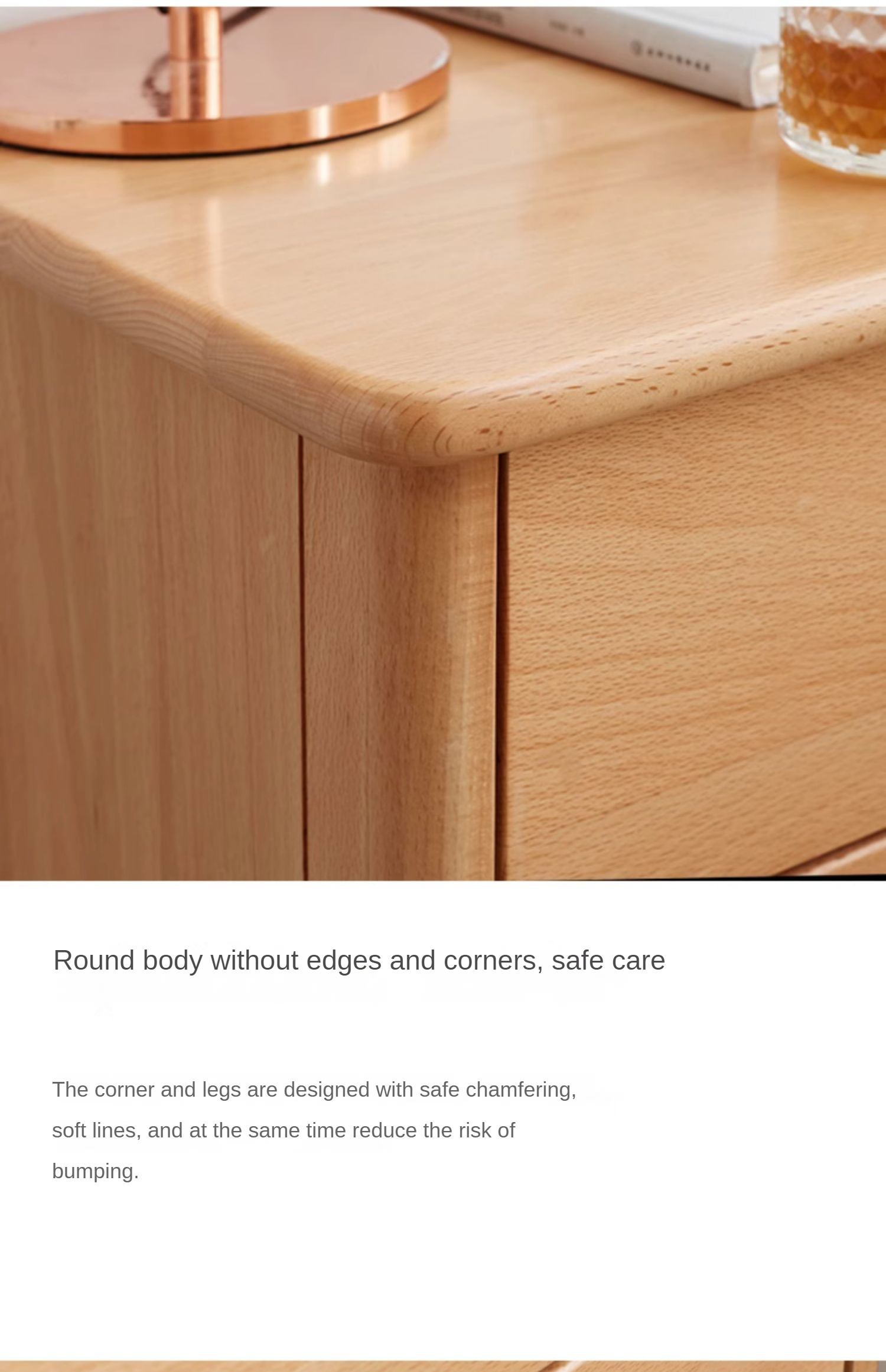 Beech Solid Wood Drawer Nightstand.
