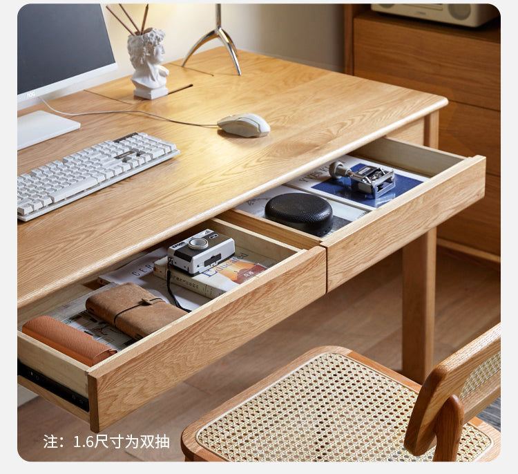 Oak, Ash Solid Wood USB Office Desk