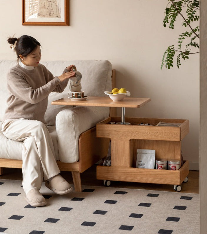 Oak, Cherry, Black Walnut, Ash Solid Wood Rotating Mobile Side Table