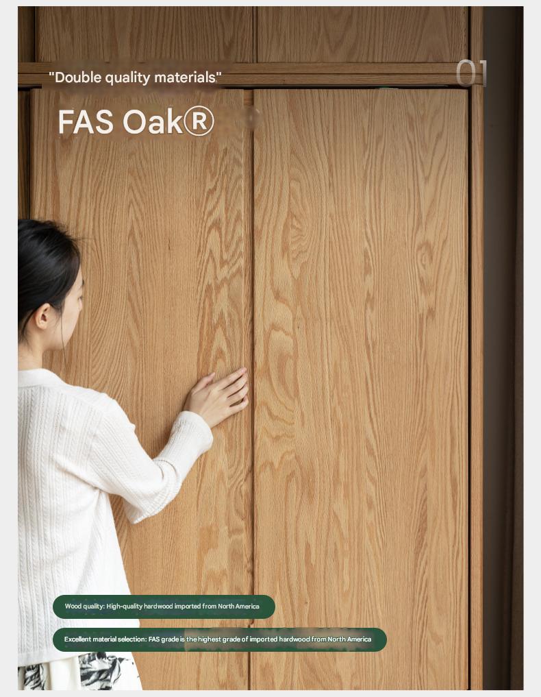 Oak Solid Wood Modern Storage Wardrobe.