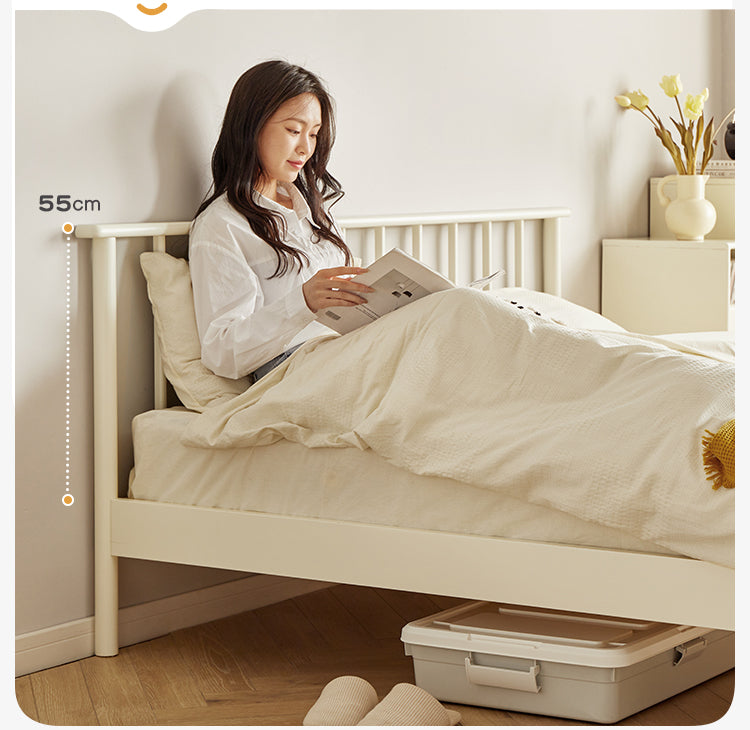 Pine Solid Wood Bed Nordic Light Luxury White Bed