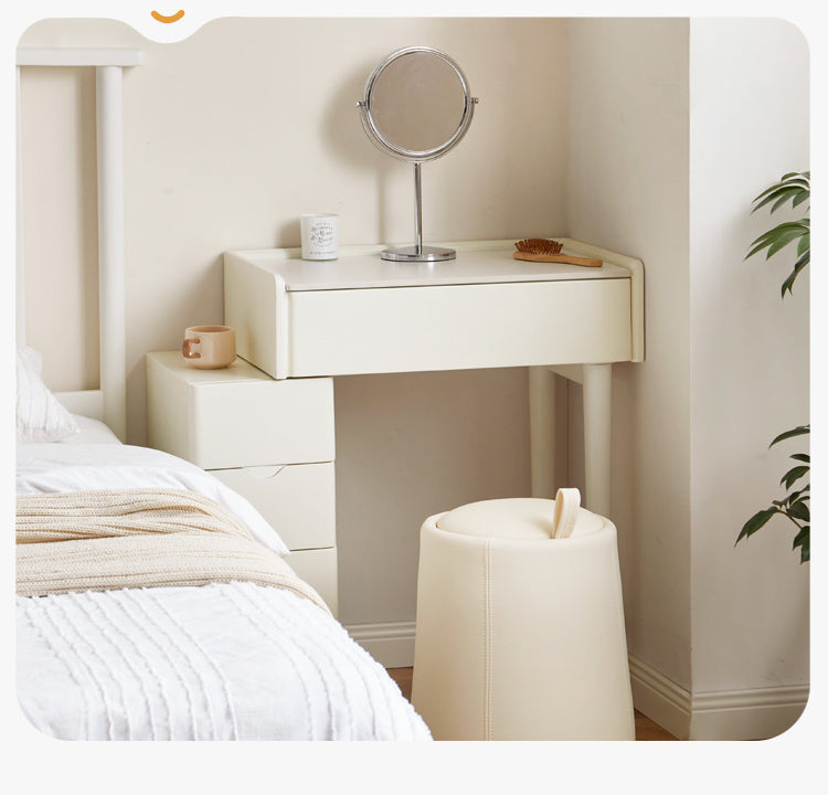 Pine Solid Wood Makeup Table Cream Style.