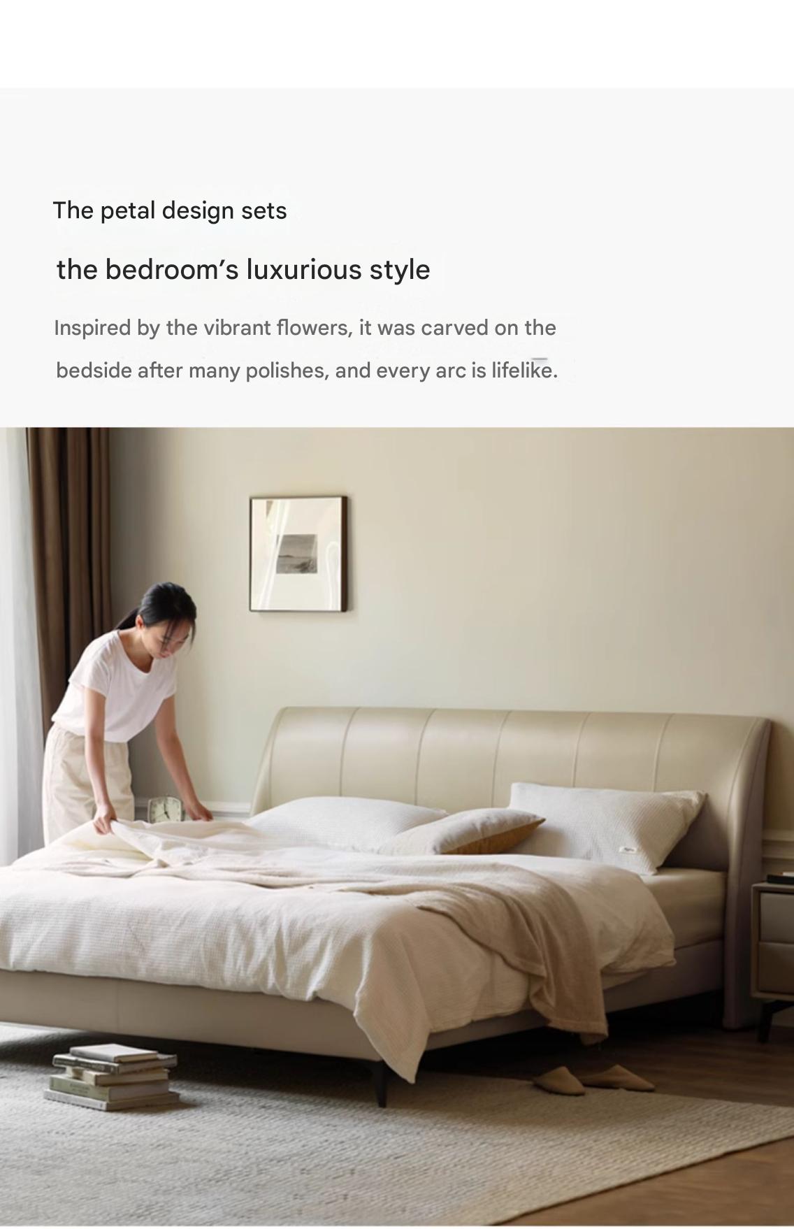 Yellow Cowhide Luxe Wood Bed