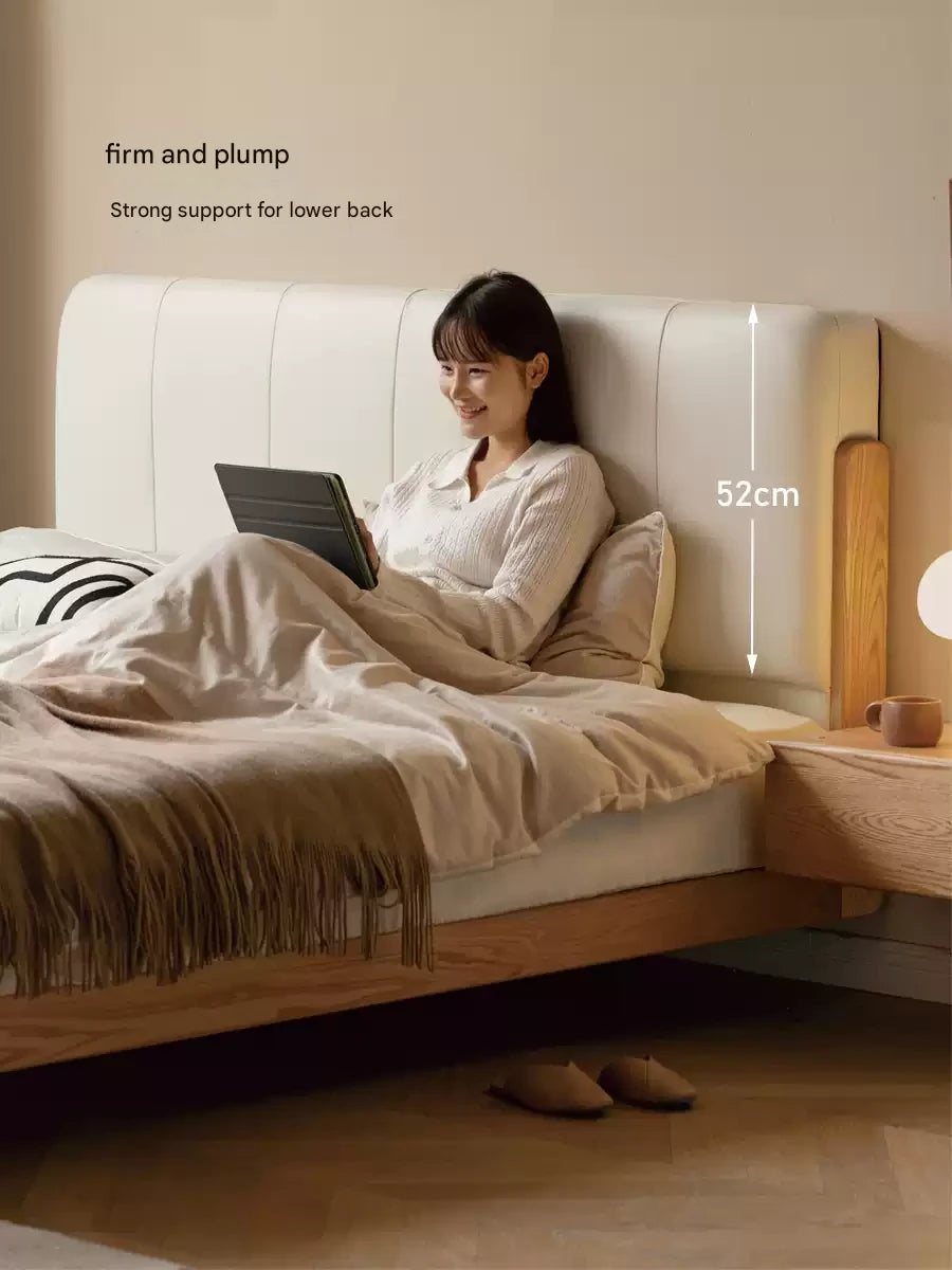 Oak Solid Wood Modern Simple Soft Leaning Bed