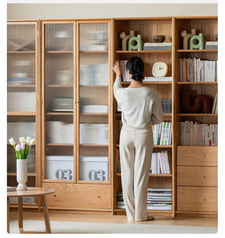 Oak Solid Wood Combination Wall Bookcase Bookshelf