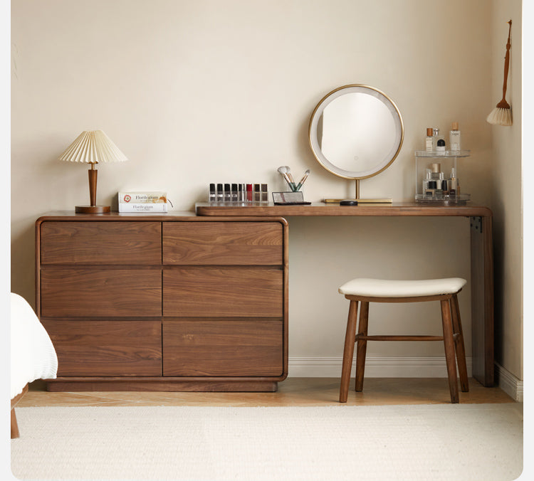 Black Walnut, Golden Sandalwood Telescopic Vanity Table.