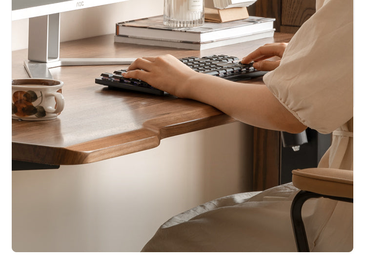 Ash, Sandalwood, Black Walnut Solid Wood Electric Elevating Office Desk