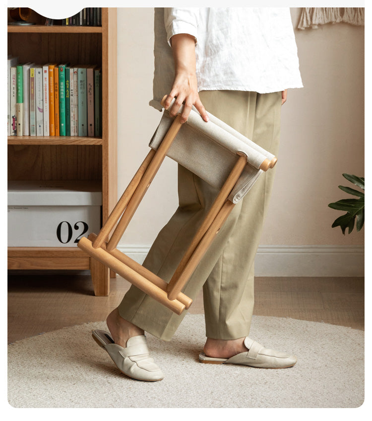 Beech solid wood outdoor portable folding stool