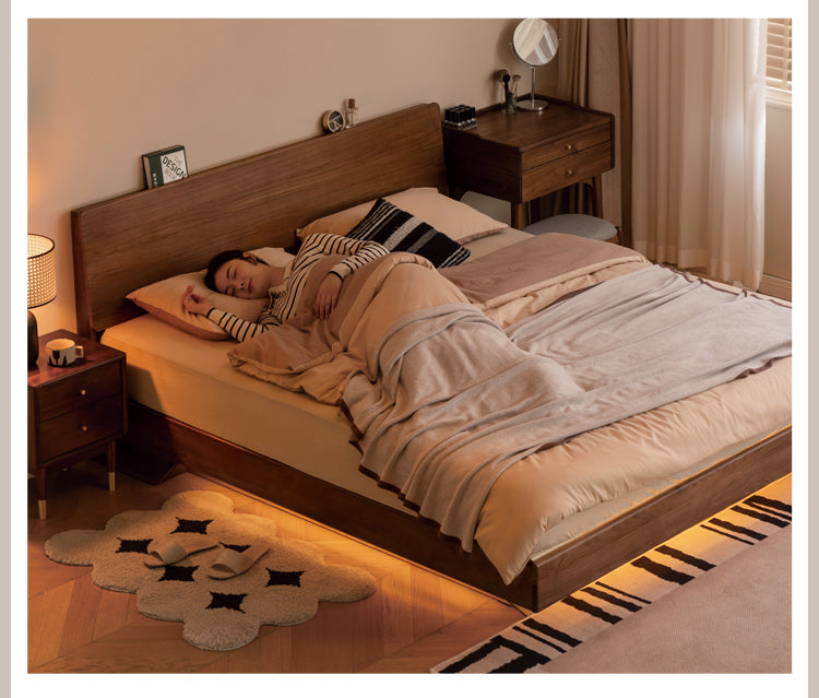 Black Walnut, Oak Suspended Luminous Box Bed