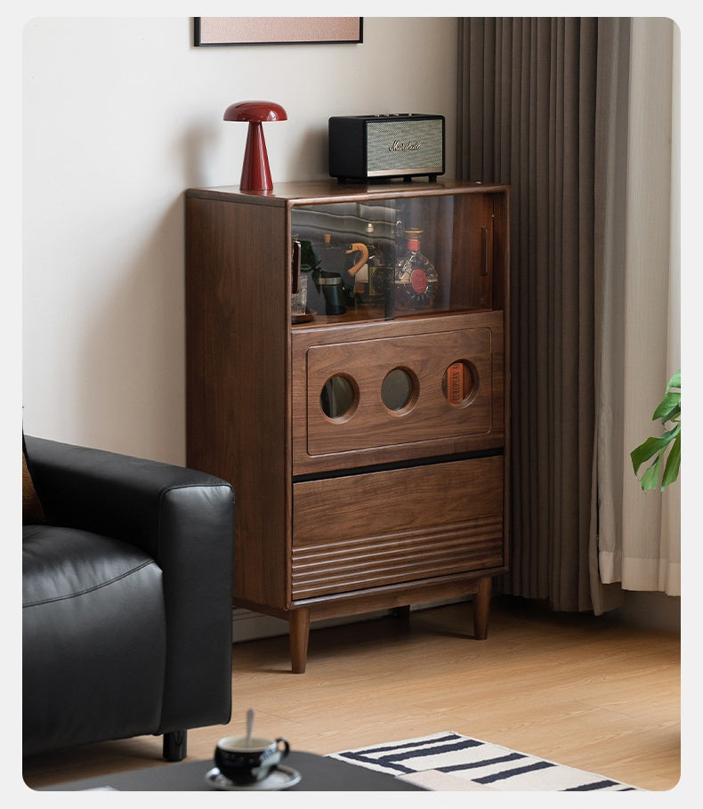 Black Walnut Solid Wood Antique Locker Retro Side Cabinet