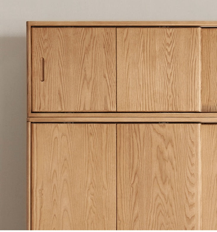 Oak, Ash Solid Wood Wardrobe Sliding Door.