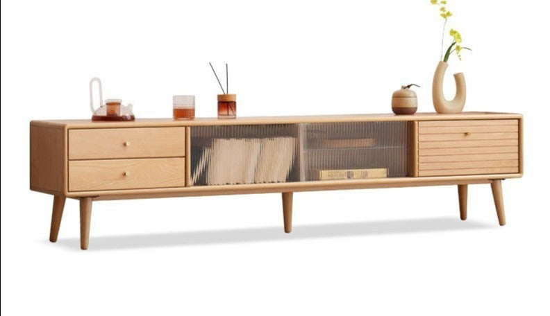 TV stand sliding door Oak, Beech solid wood"