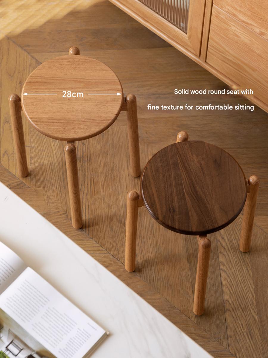 Black Walnut, Ash, Oak, Beech, Cherry Solid Wood, Solid RubberWood Stackable Small Stool