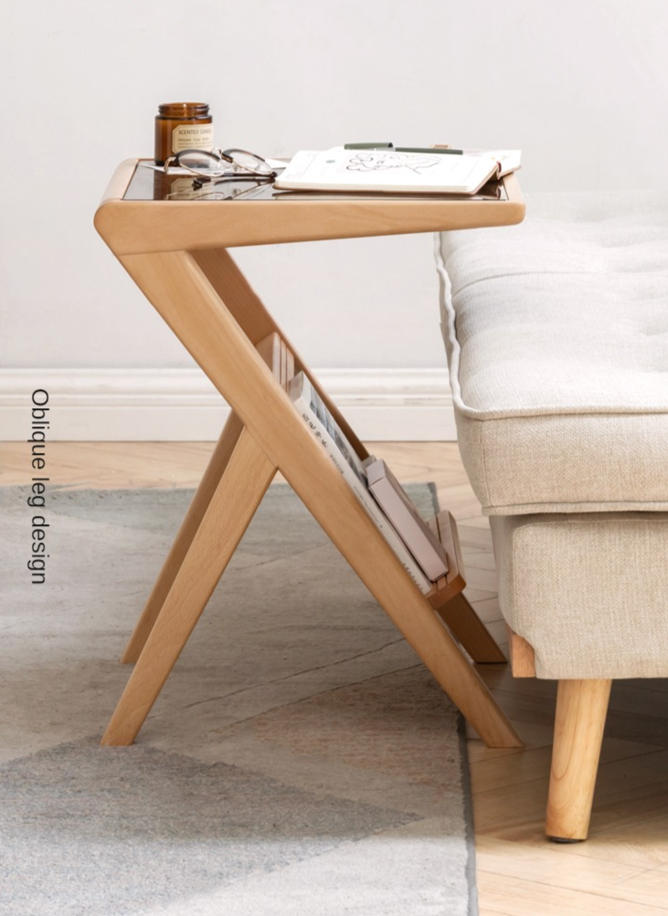 Beech Solid wood side glass creative corner)