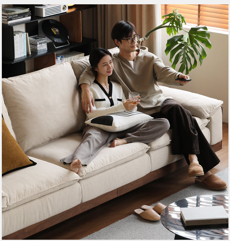 Black Walnut, Ash, Oak Solid Wood High Back Sofa.