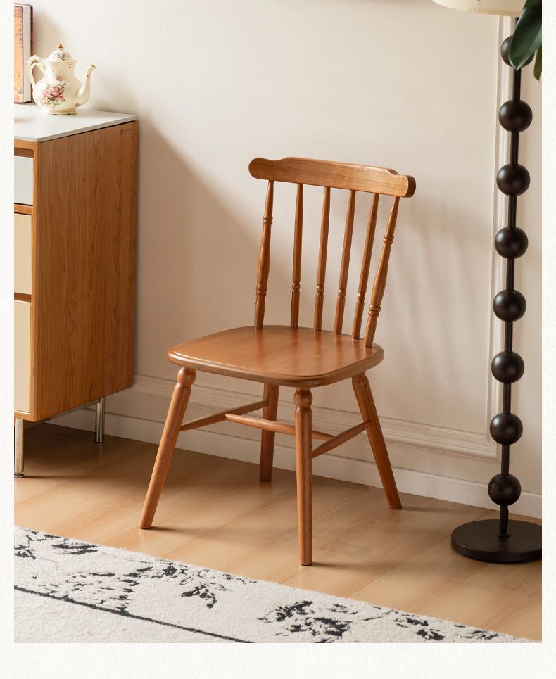 Set 4 pcs Cherry Solid Wood Retro Backrest Chair