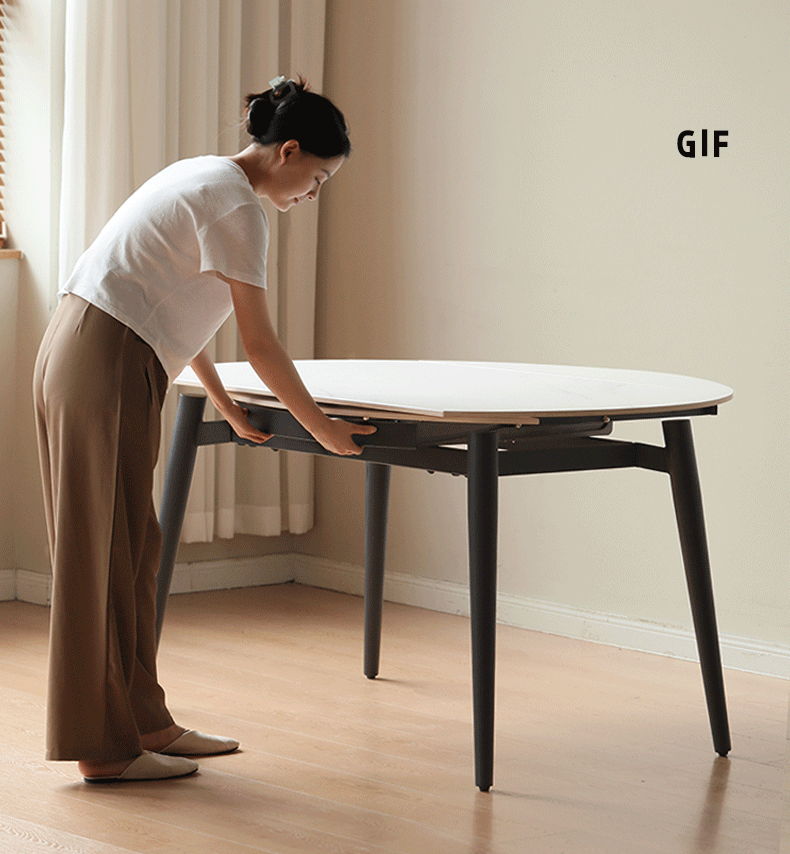 Folding Rock Table Metal Legs Light Luxury Round Dining Table