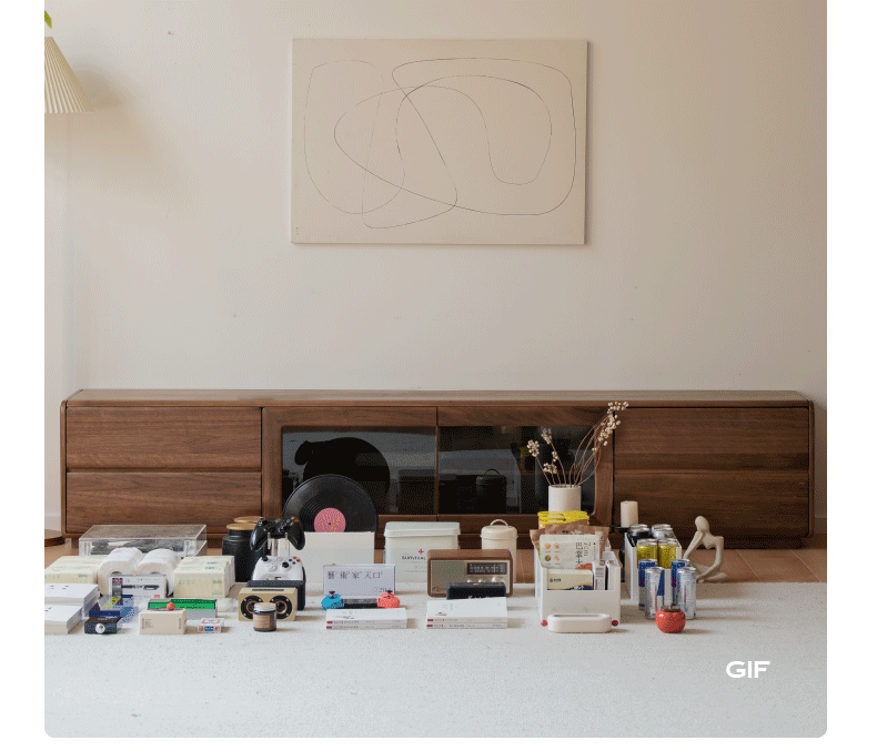 Black Walnut, Sandalwood, Ash Solid Wood Floor TV Cabinet.