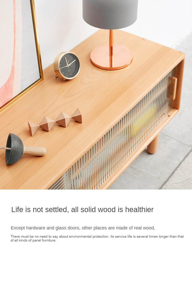 Beech Solid Wood TV Storage Cabinet.