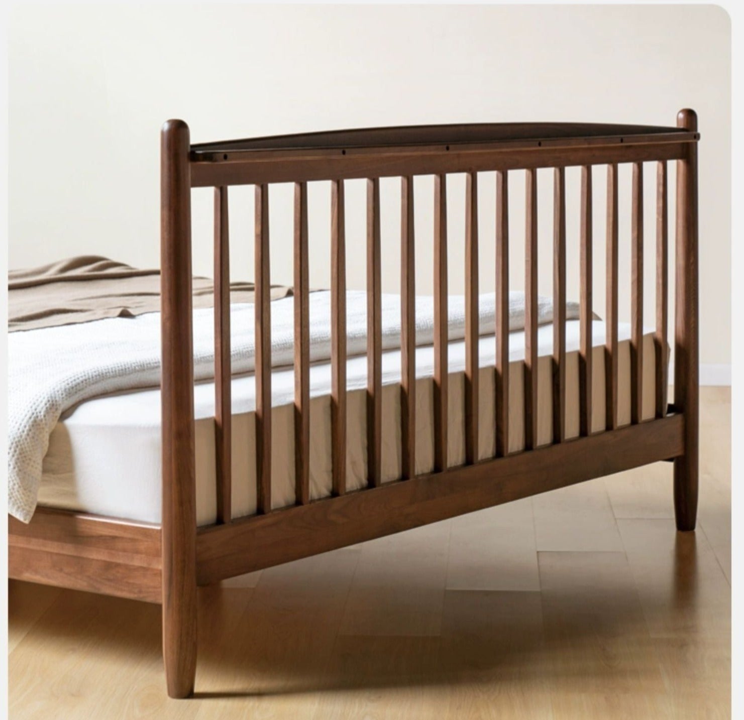 Black Walnut, Poplar Solid Wood Bed in Modern Casual Scandinavian Style