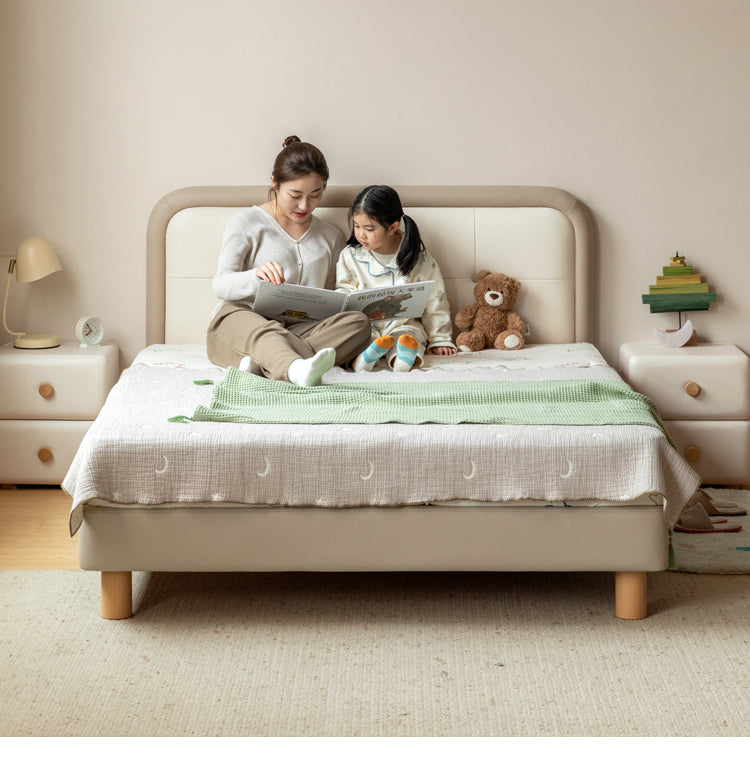 Organic Leather Children's Soft Bag High Headboard Single Bed
