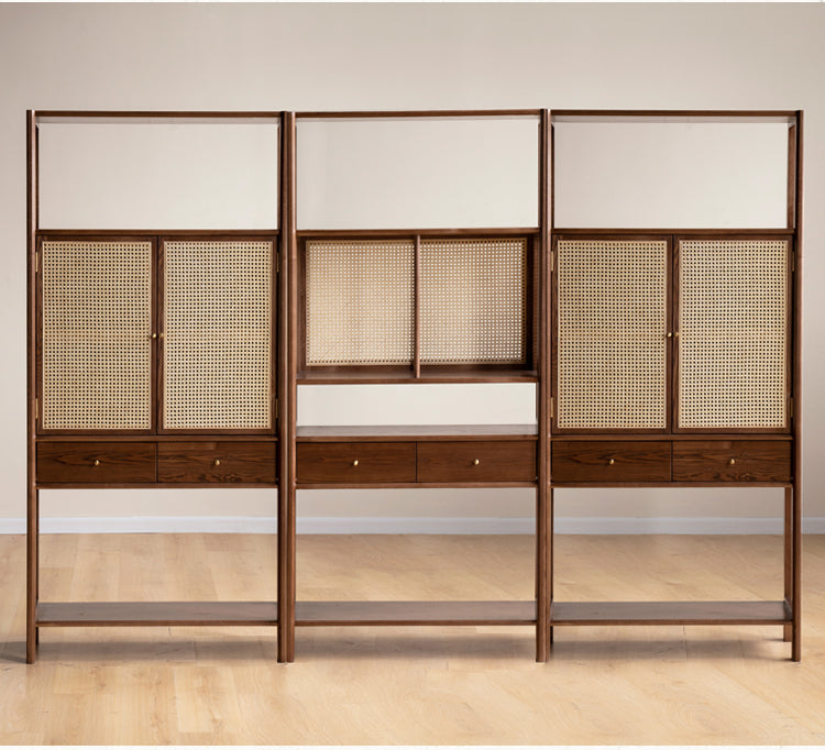 Black Walnut Solid Wood Bookshelf Display Cabinet Simple Bookcase