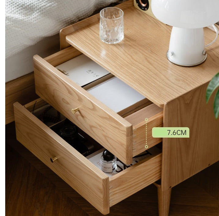 Ash Solid Wood Modern Nightstand.