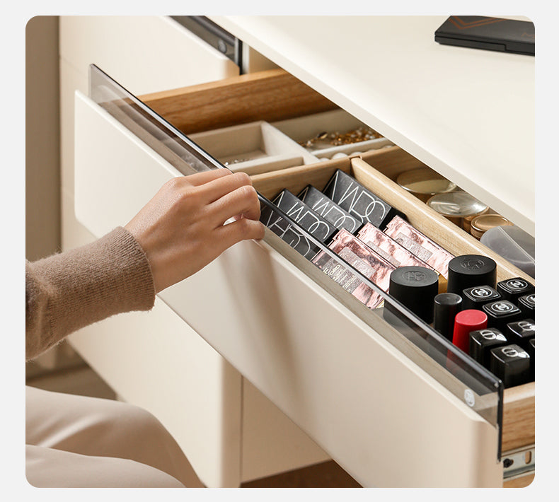 Solid Rubberwood, Poplar Solid Wood Dressing Table Warm White.