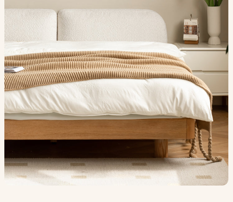 Oak Solid Wood Lamb Fleece Soft Suspension Cream Bed