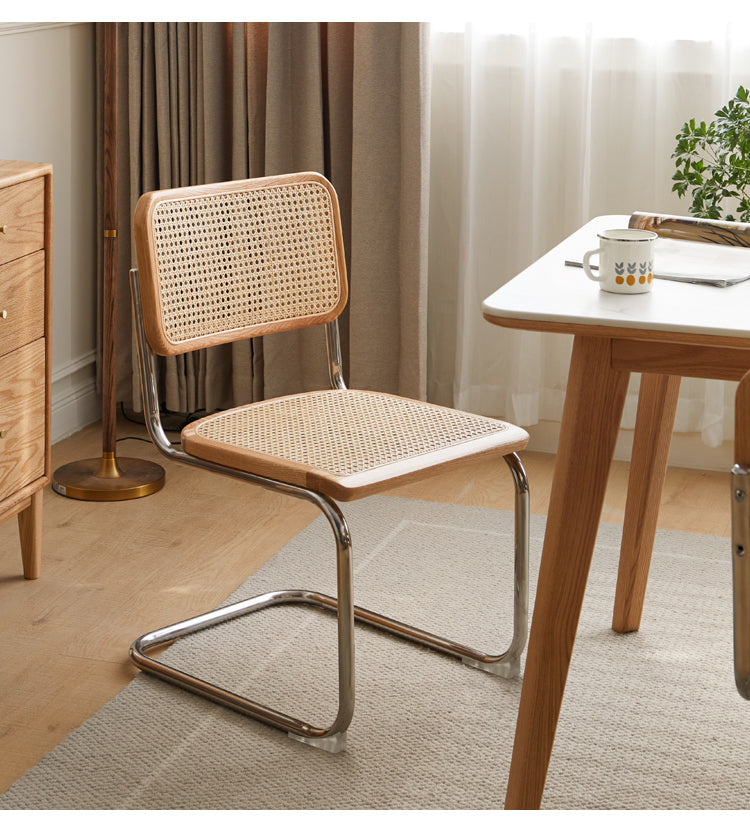 Oak Solid Wood Rattan Suspended Chair Set of 4pcs