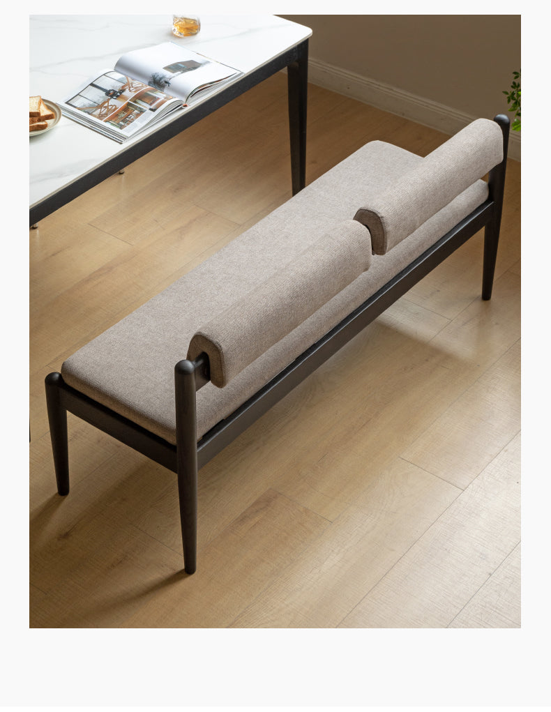 Oak Solid Wood Bench With Backrest