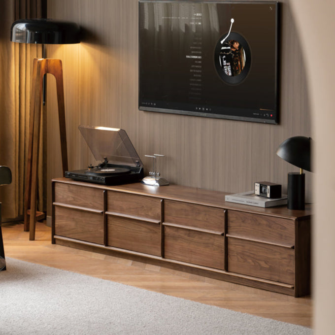 Black Walnut, Sandalwood, Ash, Oak Solid Wood Italian Light Luxury Floor TV Cabinet.