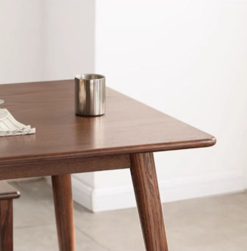 Oak solid wood Walnut color dining table"
