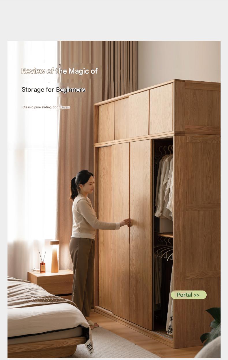 Oak Solid Wood Modern Storage Wardrobe.