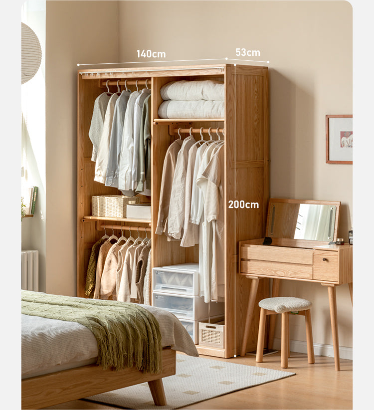 Oak, Solid Rubberwood Wardrobe Curtain Design.