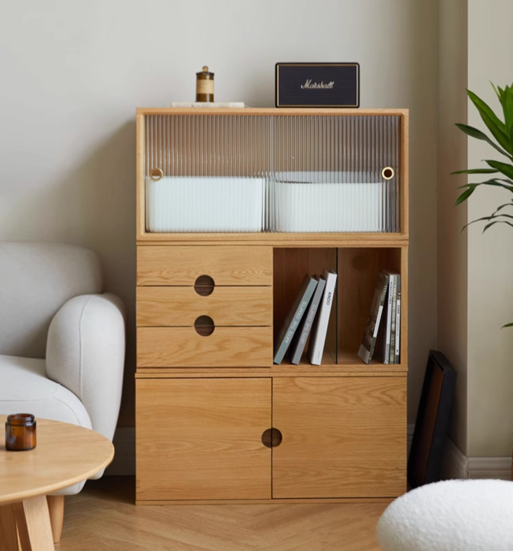 Oak Solid Wood Modern TV Cabinet.