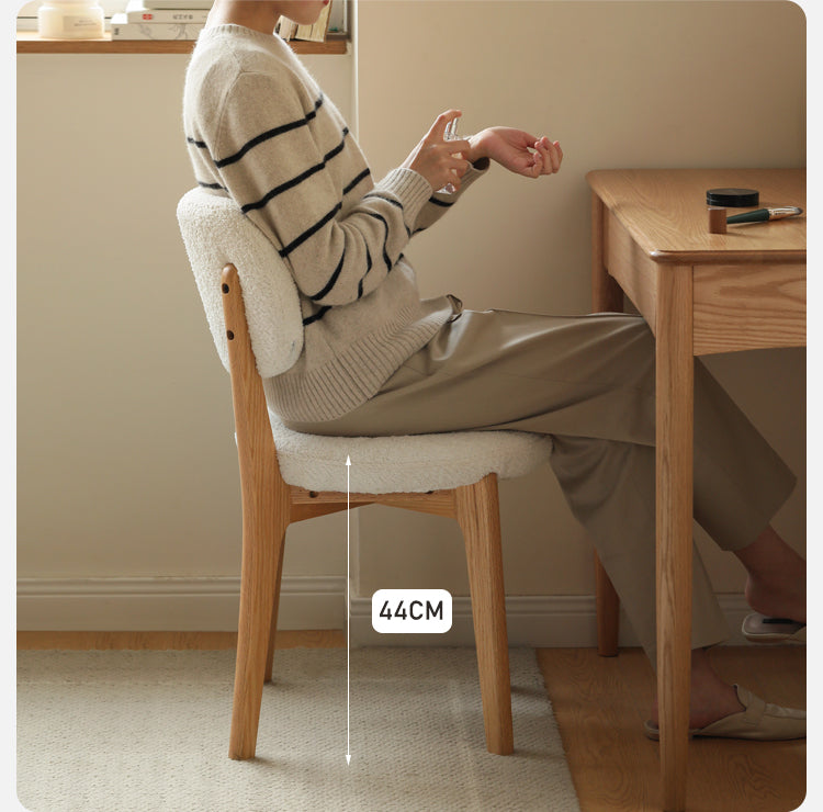 Oak Solid Wood Modern Velvet Soft Makeup Stool