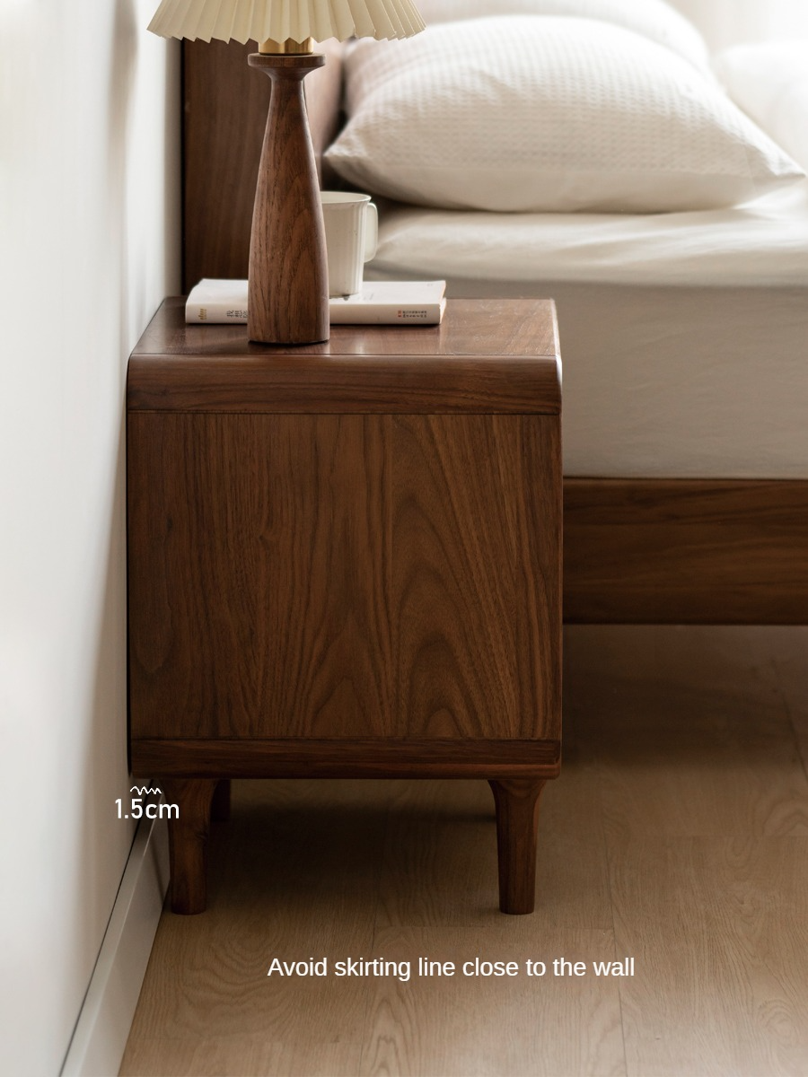 Black Walnut, Catalpa, Sandalwood Solid Wood Minimalist Nightstand