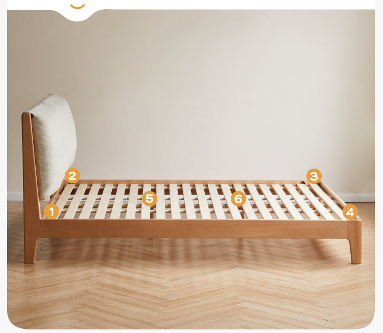 European Beech solid wood soft back fabric bed