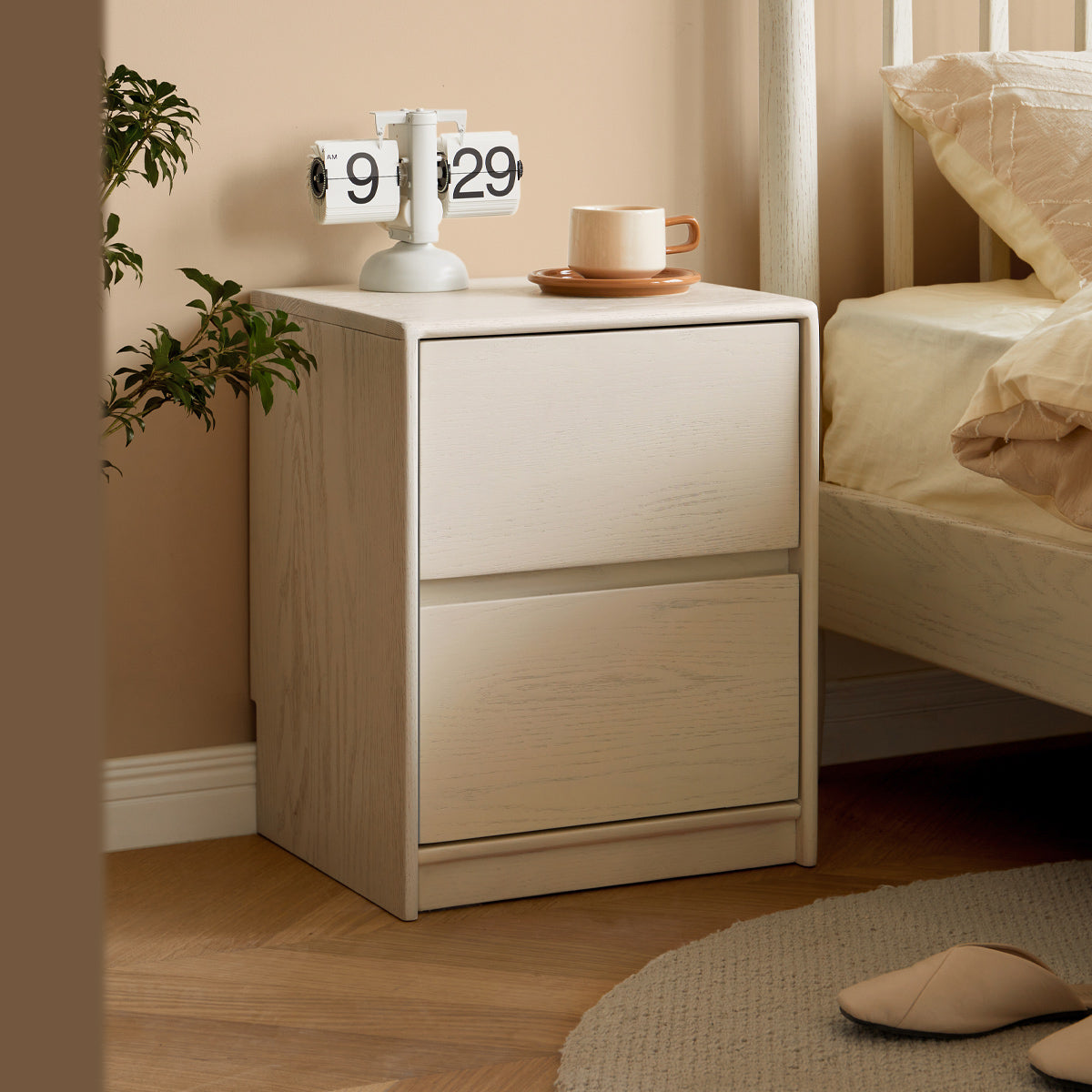 Solid Rubberwood Nightstand.