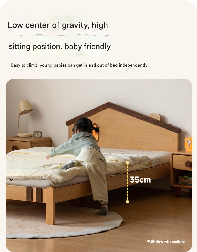 Beech, Poplar, Little House Kids Bed with 15min Delay Turning Off the Lights<